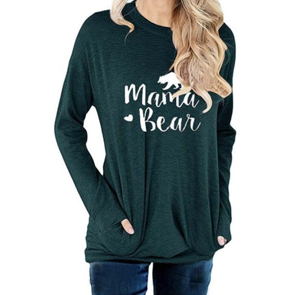 Mama Bear Style Women's t-shirts tee top funny cute long sleeve clothing