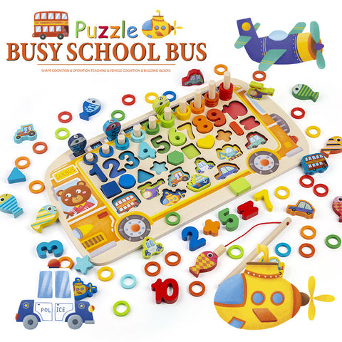 School Bus Busy Board- Children's Educational Toy