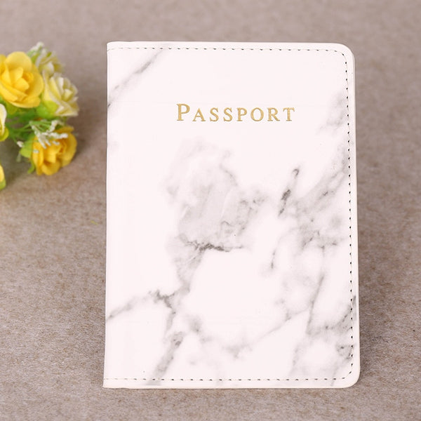 Fashion Women Men Passport Cover Pu Leather Marble Style Travel ID Credit Card Passport Holder Packet Wallet Purse Bags Pouch