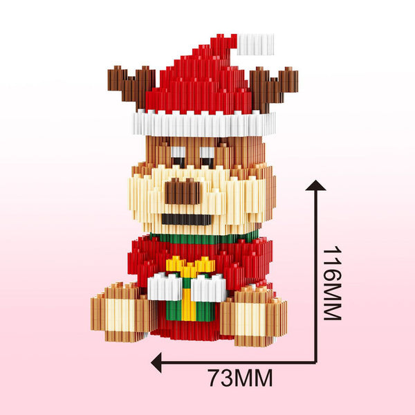 Christmas Tandem Building Blocks Santa Claus Reindeer Small Snowman Small Particles Assembled Puzzle Toys Children's Gifts