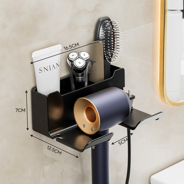 Wall-Mounted Hair Dryer Bracket Shelf & Storage Rack