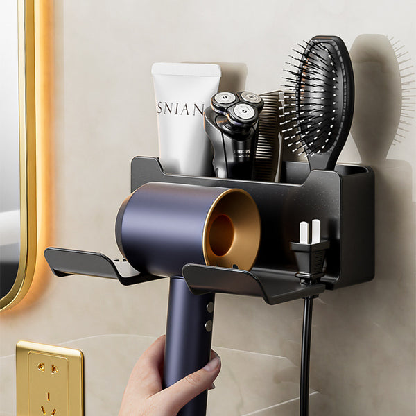 Wall-Mounted Hair Dryer Bracket Shelf & Storage Rack