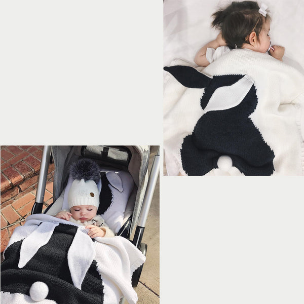 New Rabbit Ears Blanket Three Dimensional Rabbit Blanket Children's Knitted Blanket Baby Blanket