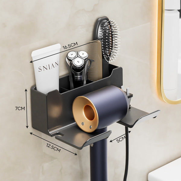 Wall-Mounted Hair Dryer Bracket Shelf & Storage Rack