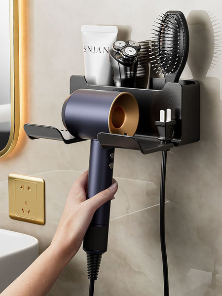 Wall-Mounted Hair Dryer Bracket Shelf & Storage Rack