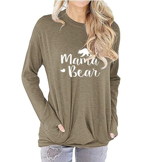 Mama Bear Style Women's t-shirts tee top funny cute long sleeve clothing