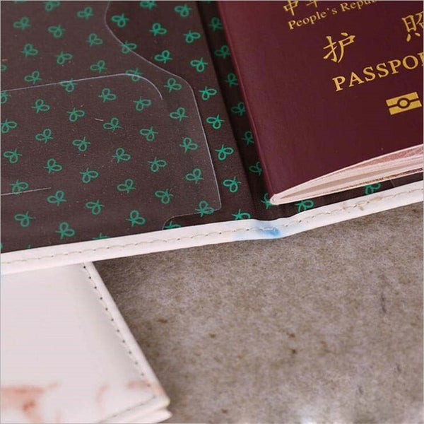 Fashion Women Men Passport Cover Pu Leather Marble Style Travel ID Credit Card Passport Holder Packet Wallet Purse Bags Pouch