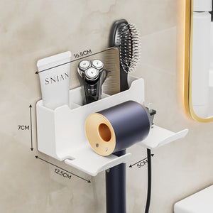 Wall-Mounted Hair Dryer Bracket Shelf & Storage Rack