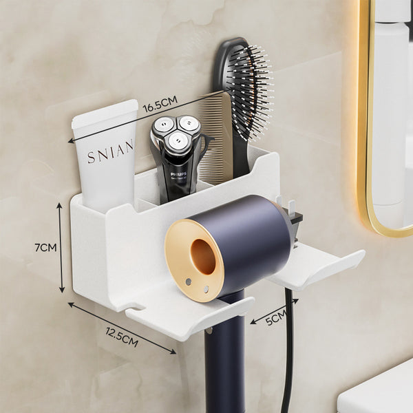 Wall-Mounted Hair Dryer Bracket Shelf & Storage Rack