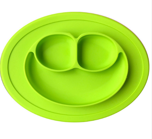 Table Mat Baby Silicone Plate Mat Silicone Suction Tray Non-slip Mini Mat Children Kids Meal Fruits Tray Toddler Green Placemat