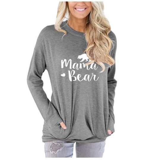 Mama Bear Style Women's t-shirts tee top funny cute long sleeve clothing