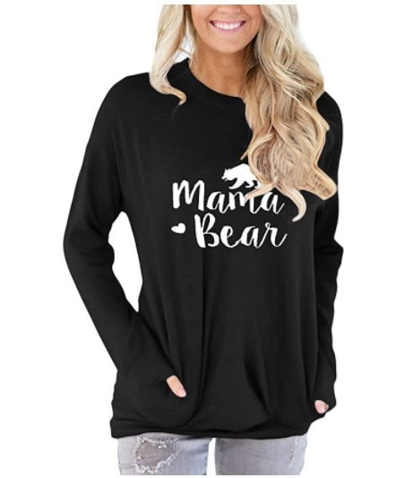 Mama Bear Style Women's t-shirts tee top funny cute long sleeve clothing