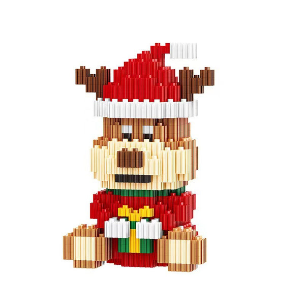 Christmas Tandem Building Blocks Santa Claus Reindeer Small Snowman Small Particles Assembled Puzzle Toys Children's Gifts